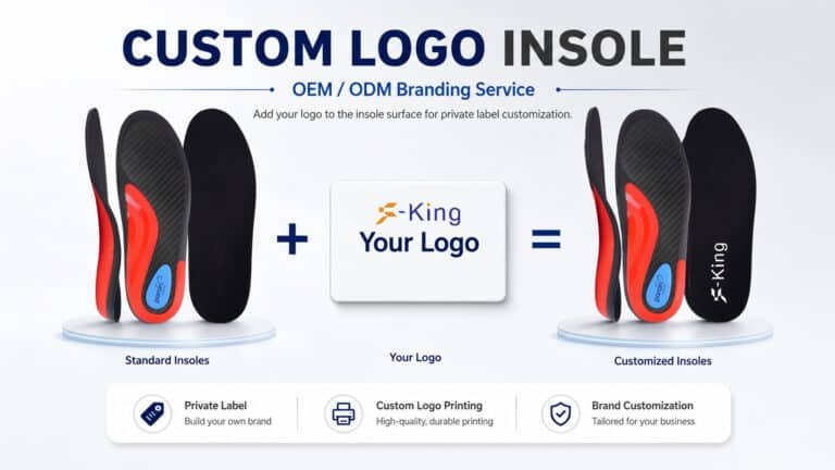 Custom logo insoles for OEM and ODM private label services, featuring personalized logo printing and branding on sports insoles for footwear brands.