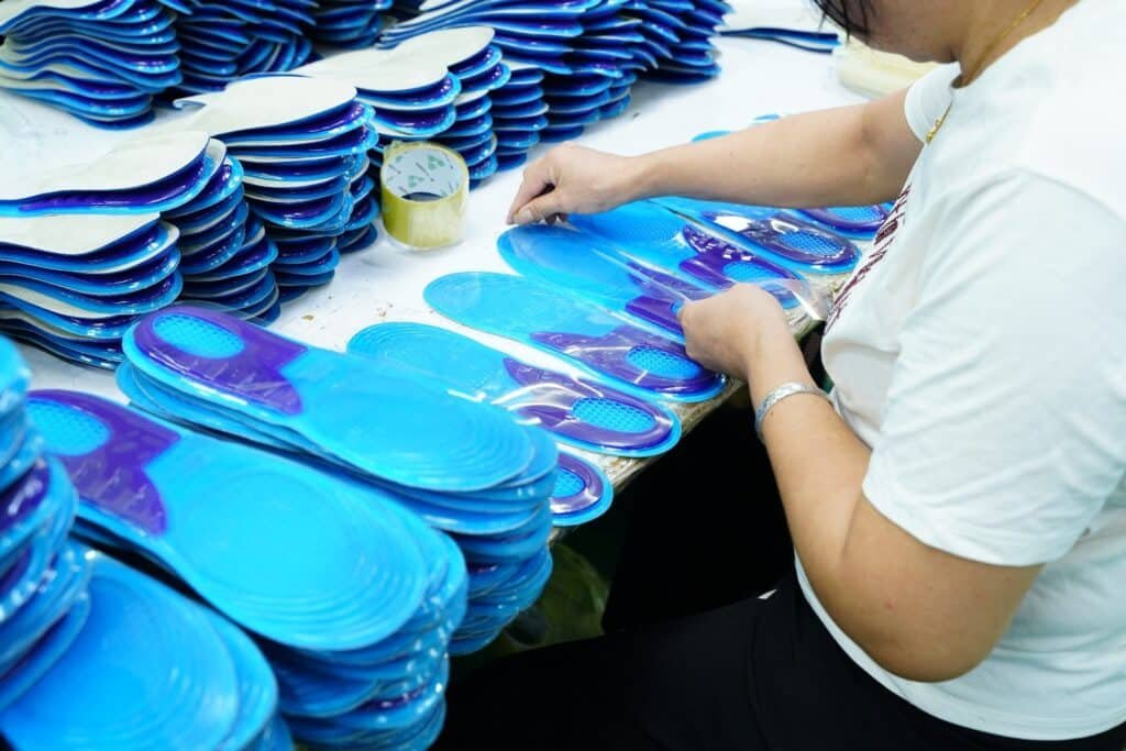 Custom insole samples prepared for product development and OEM manufacturing