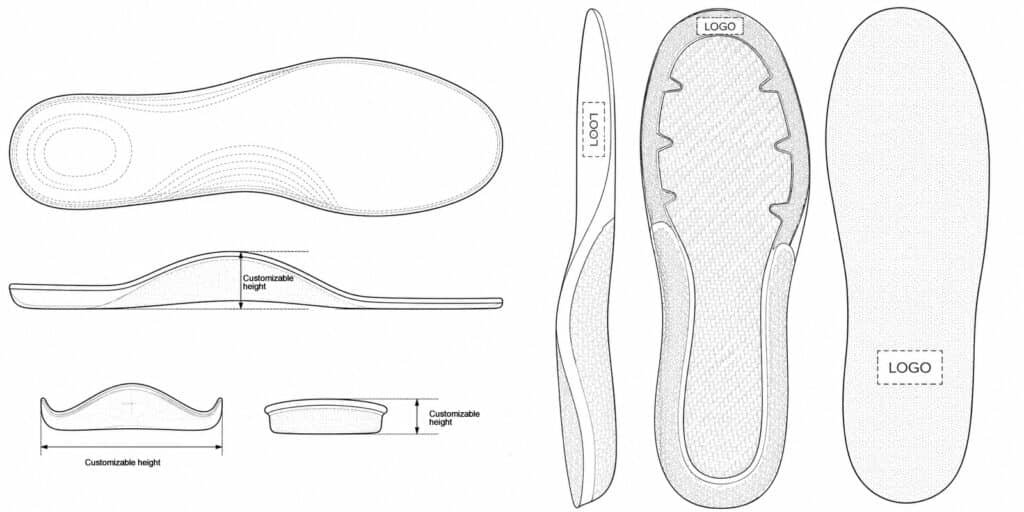 Custom insole design with adjustable arch height and private label logo options by S-King
